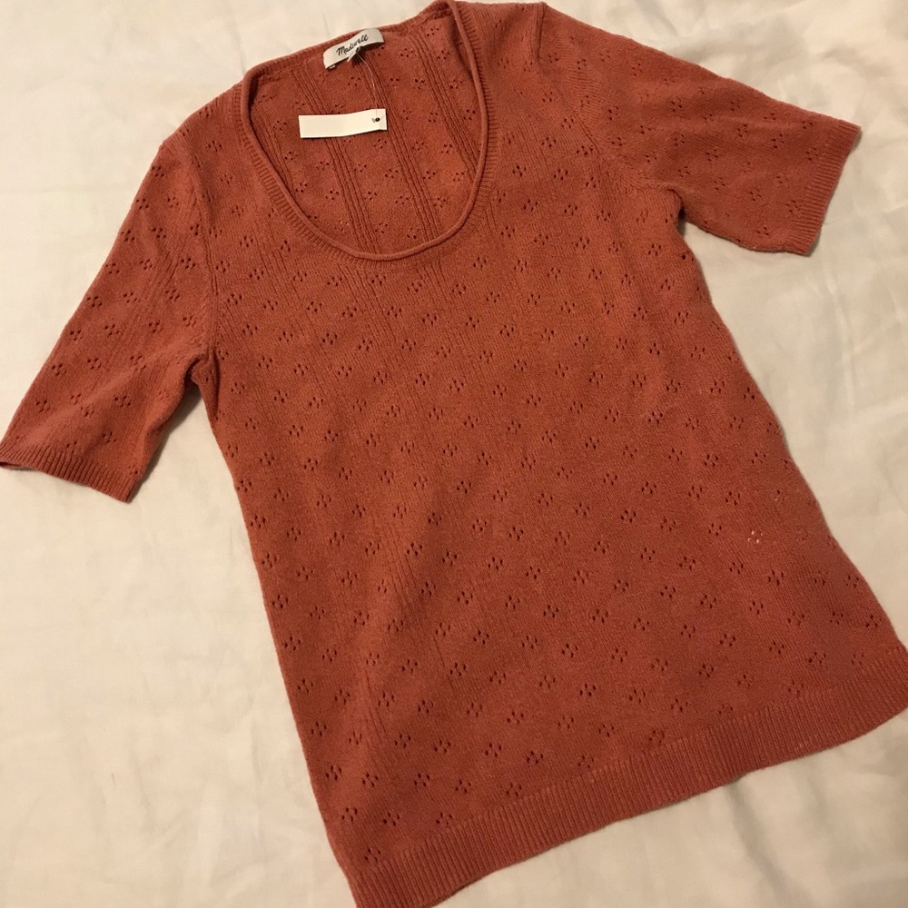 Madewell pointelle short sleeve sweater